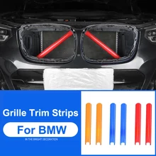 2Pcs Car Strip Sticker Cover Frame For BMW G30 G38 G01 G02 G05 G07 G32 5/6 Series 2018-2021 Front Grille Trim Strips Car Styling