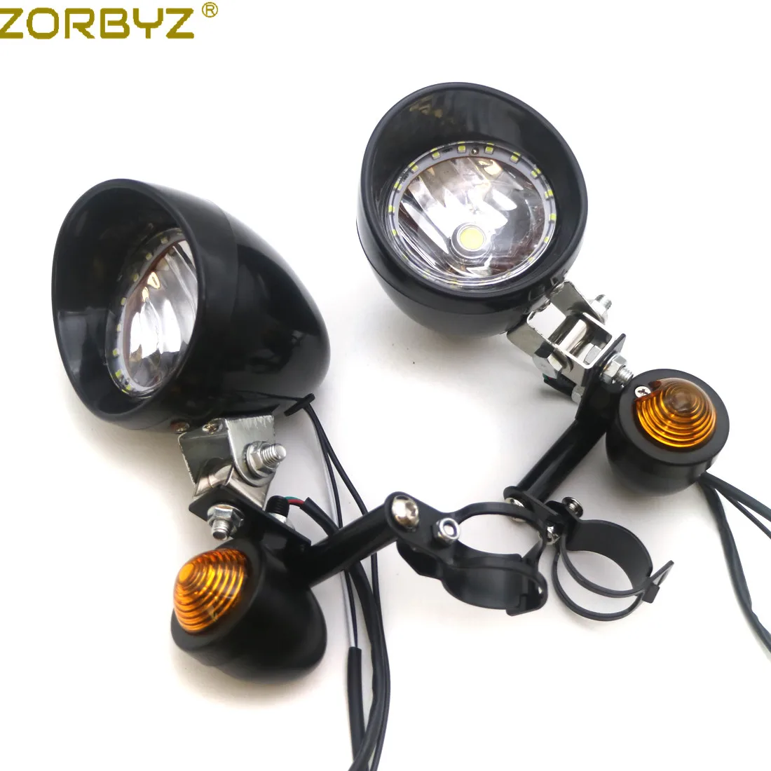 ZORBYZ Мотоцикл Черная Пуля указатель поворота Светодиодный прожектор для вождения