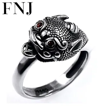 

FNJ 925 Silver Ring Animal Pixiu Adjustable Open Size 7-10 Trendy S925 Pure Silver Rings for Men Jewelry Good Luck