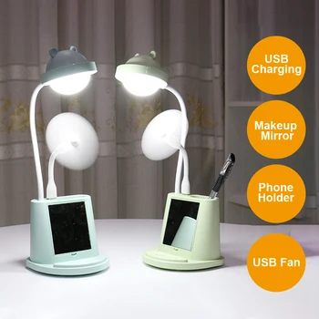 

Makeup Mirror Table Lamp with Phone Holder Lamps USB Fan Power Output Table Lamp USB Hose Student Led Desk Lamp 4 Colors