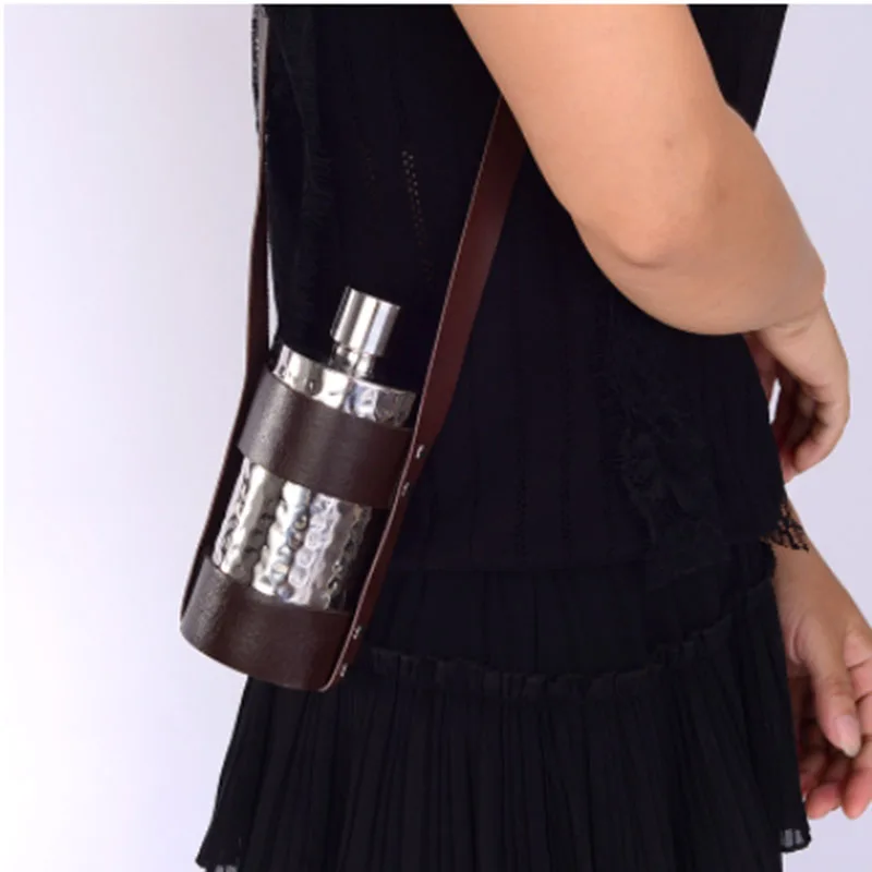 Портативная фляжка из нержавеющей стали для виски 500 мл, 1000 мл, фляга для виски, бутылка для алкоголя, алькохол, подарки для жениха - Цвет: dots Case 0.5 L