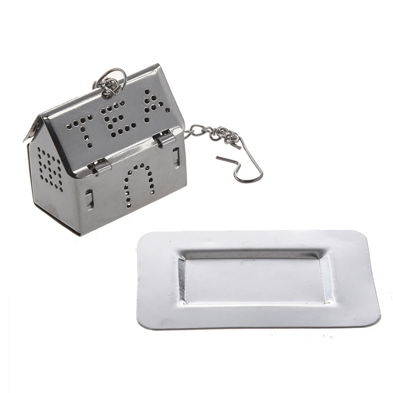 SODIAL(R) Silver Tone Mini Tray House Shaped Tea Infuser Tea Ball Set