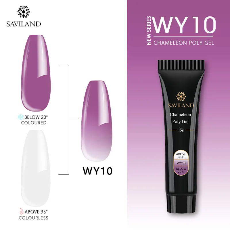 WY10 SAVILAND 15 мл изменение температуры акриловый поли гель тепловой быстрое строительство замочить от УФ светодиодный Гель-лак для маникюра гель - Цвет: WY10