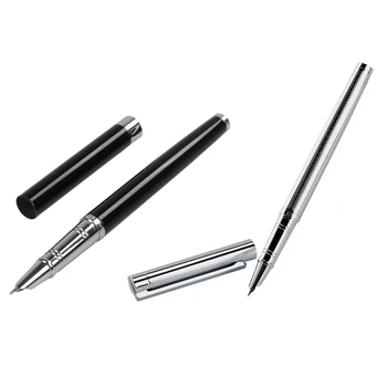

Jinhao 2 Pcs 126 Fountain Pen Iridium Nib Fine Hooded Nib Office Accountant Student Gift, Silver & Black