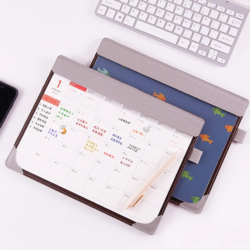 

2020.7-2021.12 Sharkbang Creative PU Multi-functional 365 Days Desktop Years Calendar Agenda & File Folder Mouse Pad Stationery