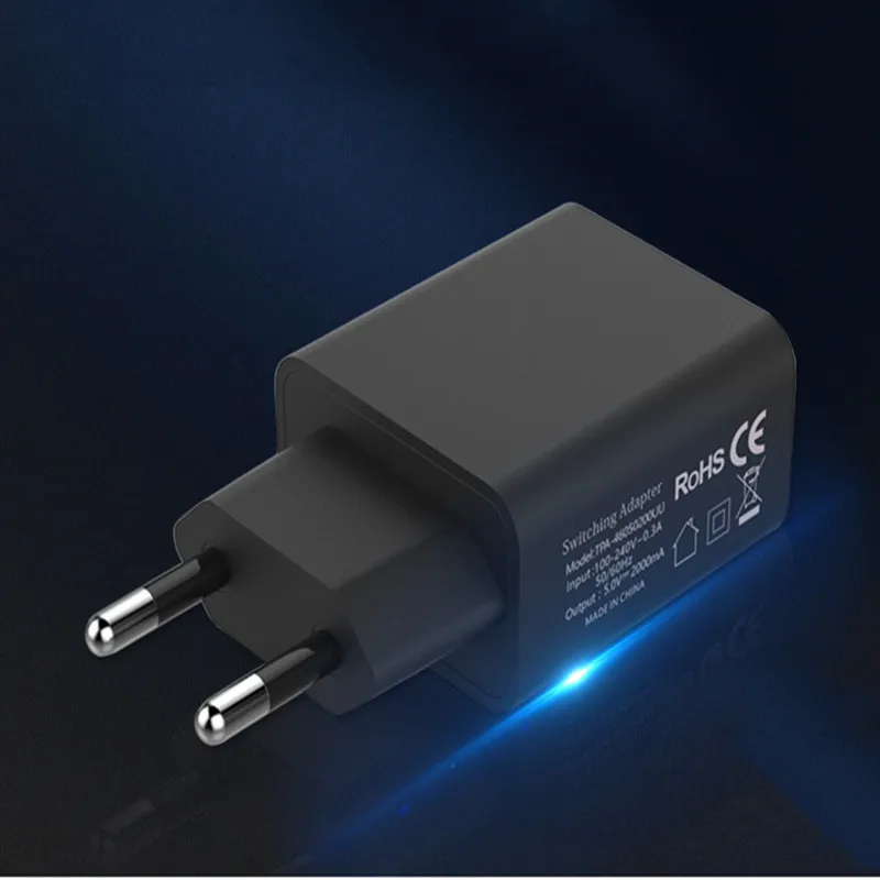 Двойное зарядное устройство USB, 5 В, 2 А, для iPhone X, 8, 7, iPad, быстрое настенное зарядное устройство, ЕС, США, адаптер для samsung, Xiaomi, зарядное устройство для мобильного телефона, кабель для передачи данных - Тип штекера: GAT-0032A-EU-Black