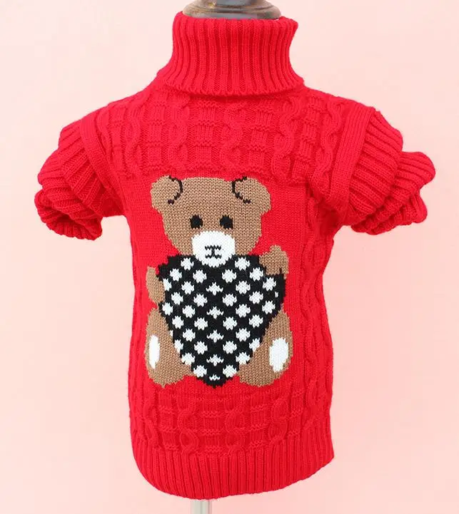 Cartoon Baby Girls Sweater jumper Autumn Winter Kids Knitted Pullovers Turtleneck Warm Outerwear Boys Sweater - Цвет: Красный