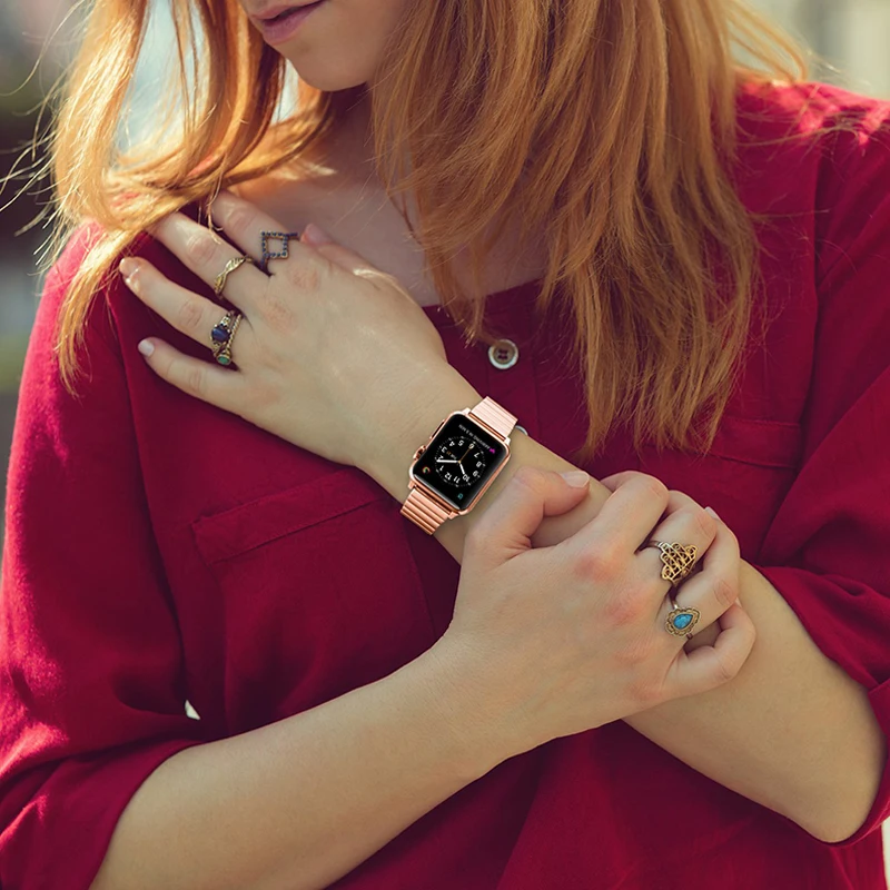 Ремешок для apple watch 44 мм 40 мм iwatch 42 мм 38 мм металлический браслет с застежкой-бабочкой apple watch 5 4 3 2