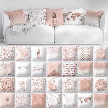 

Geometry Style Peach Skin Pillow Case Polyester Breathable Pillow Case Zipper Pillow Cover Bedroom Bedding Sets 45X45 Decorative