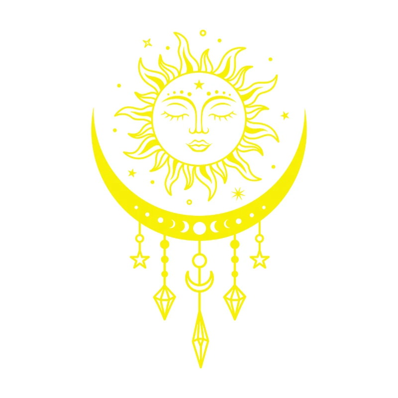 Celestial Boho Mystical Magic Wall Decals - Sun and Moon Vinyl Art Stickers