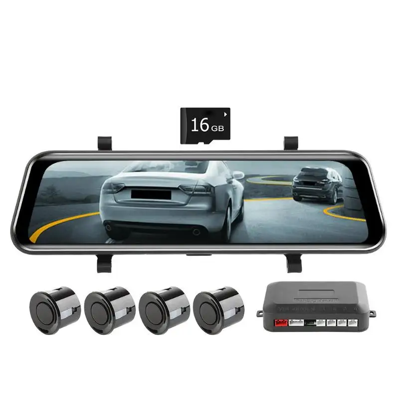 Phisung H50+ двойной объектив автомобиля зеркало заднего вида DVR видеорегистратор с парковочным радаром