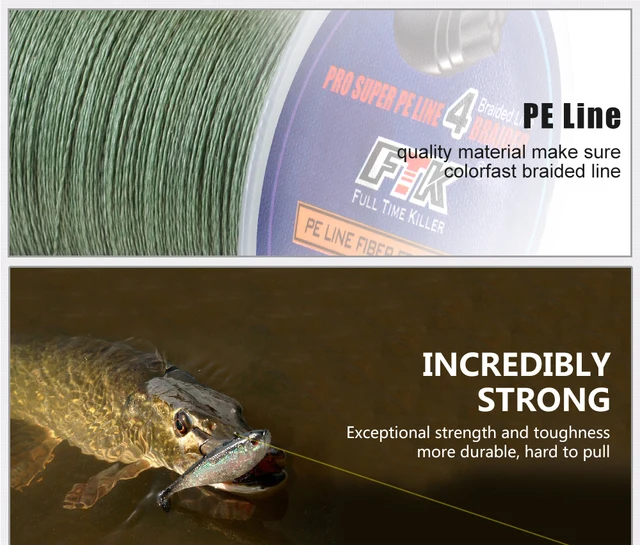 Pe Braided Fishing Line, Ftk Multifilament Line, Braided 4 Strands