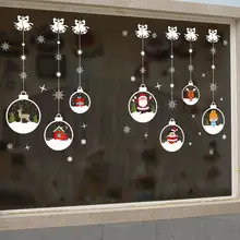 Съемные рождественские наклейки на стену Снеговик Снежинка Дерево Узор зеркальные наклейки домашний орнамент легко установить Рождественский Декор