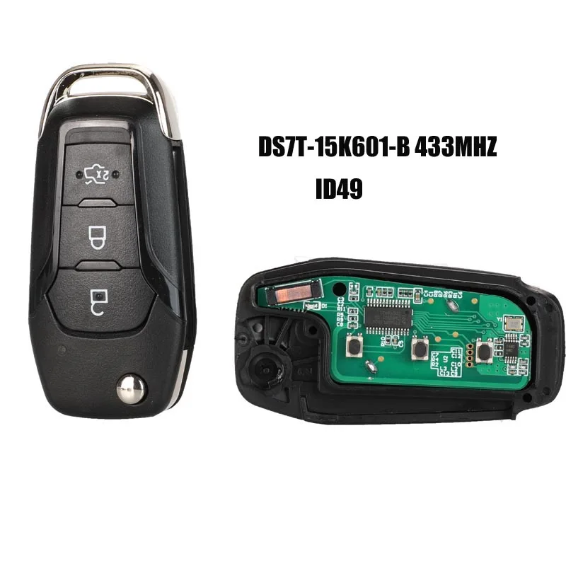 Jingyuqin Флип дистанционный брелок 3 кнопки 433 МГц ID49 чип для Ford S-MAX GALAXY MONDEO Mk2 Mk7 Ranger Explorer DS7T-15K601-B