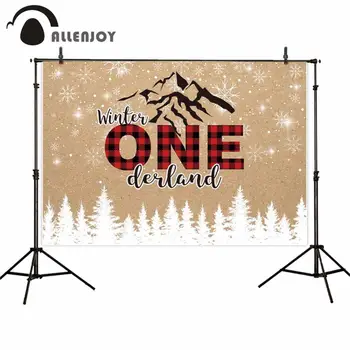 

Allenjoy winter onederland photophone snowflake tree mountain christmas onederland photographic backgrounds photocall backdrop