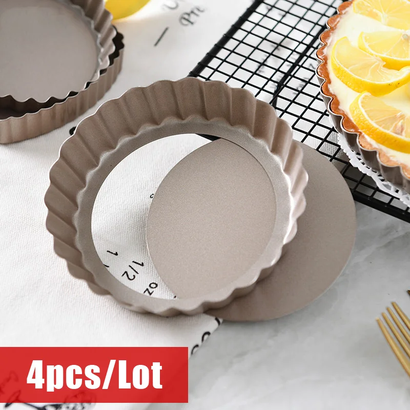 

4pcs/Lot Nonstick Removable Bottom Mini Tart Pan Pizza Baking Tray Mould Quiche Pans Cake Mold Mini Tart and Cheesecake Pan