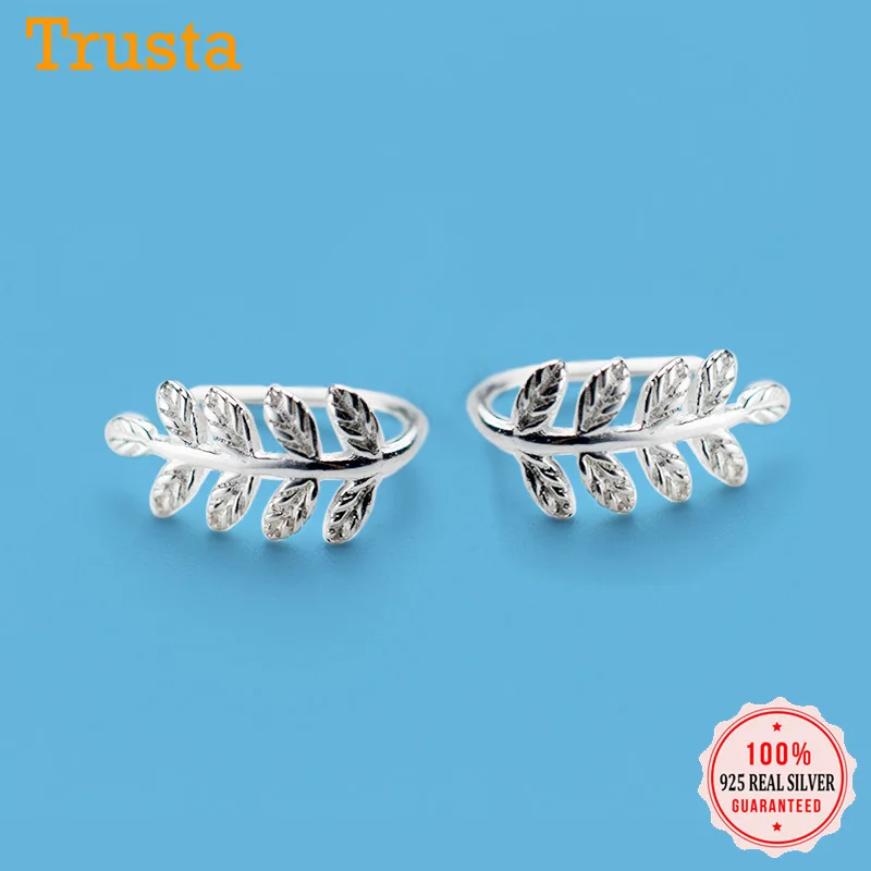 Trusta 100% 925 Настоящее Стерлинговое Серебро хорошее листья Форма серебряные серьги