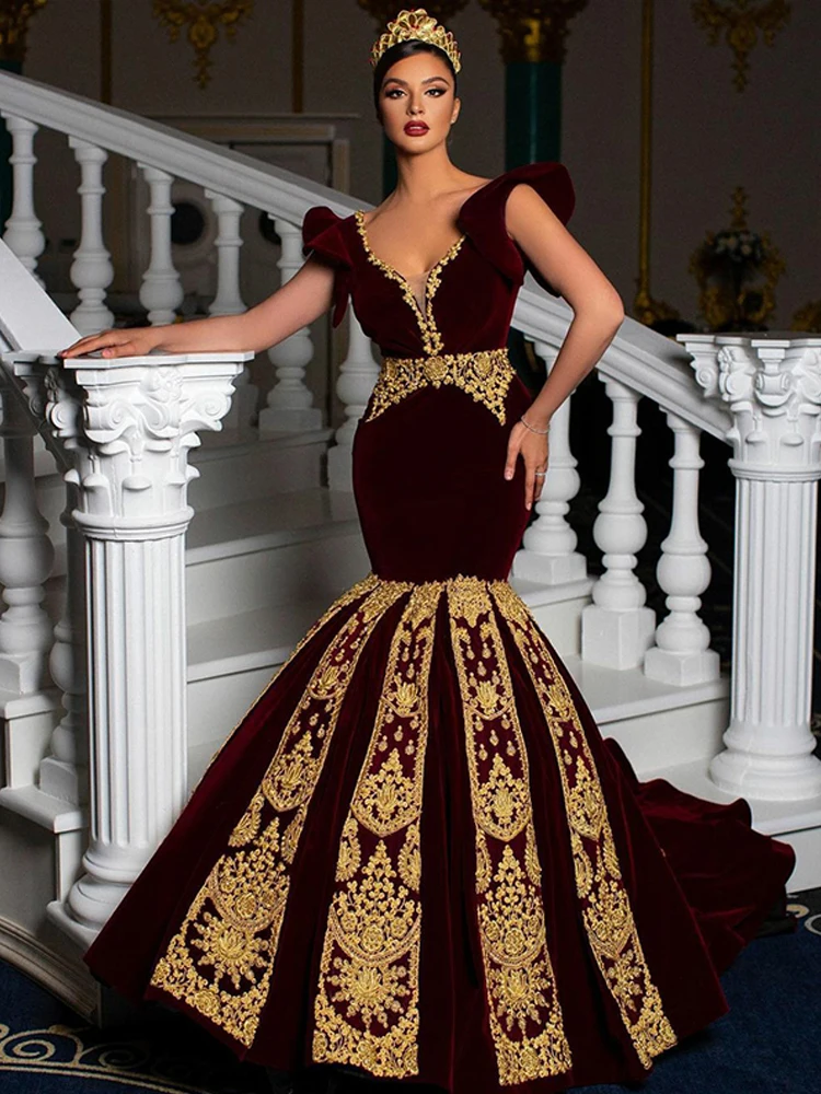 Smileven Sexy V Neck Burgundy Mermaid Morocco Caftan Evening Party Dress Gold Lace Velvet Prom Gowns Traditional Women Dresses - AliExpress 320 Smileven Sexy V Neck Burgundy Mermaid Morocco Caftan Evening Party Dress Gold Lace Velvet Prom Gowns Traditional Women Dresses - AliExpress 320