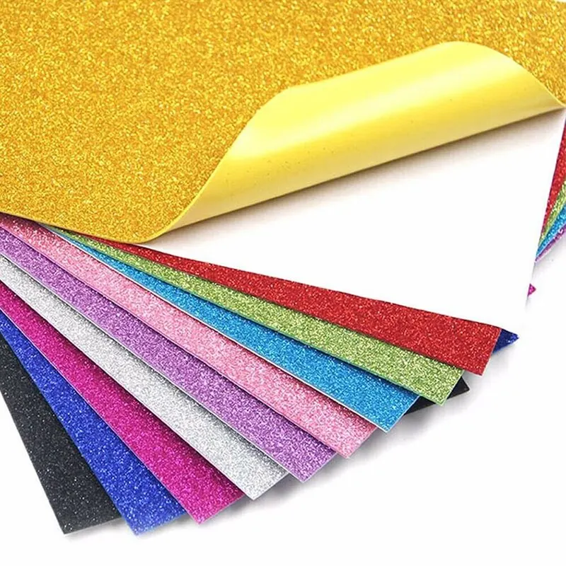 10sheets zlato pudr glittery foamiran papír pro DIY květin dětské řemeslo  DIY handcraft pěna papír origami barevný dekorace