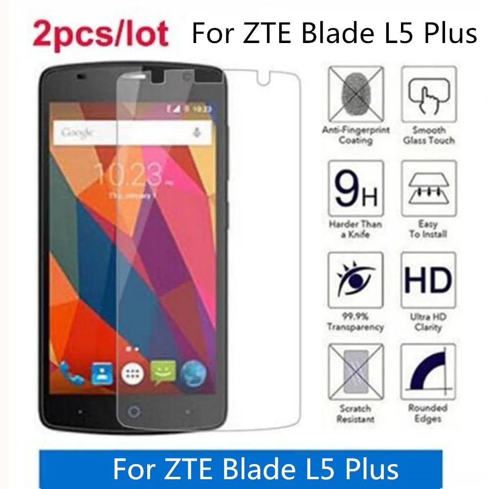 

2 Pcs/Lot For ZTE Blade L5 Plus Tempered Glass 9H 2.5D Premium Screen Protector Film On For ZTE Blade L5