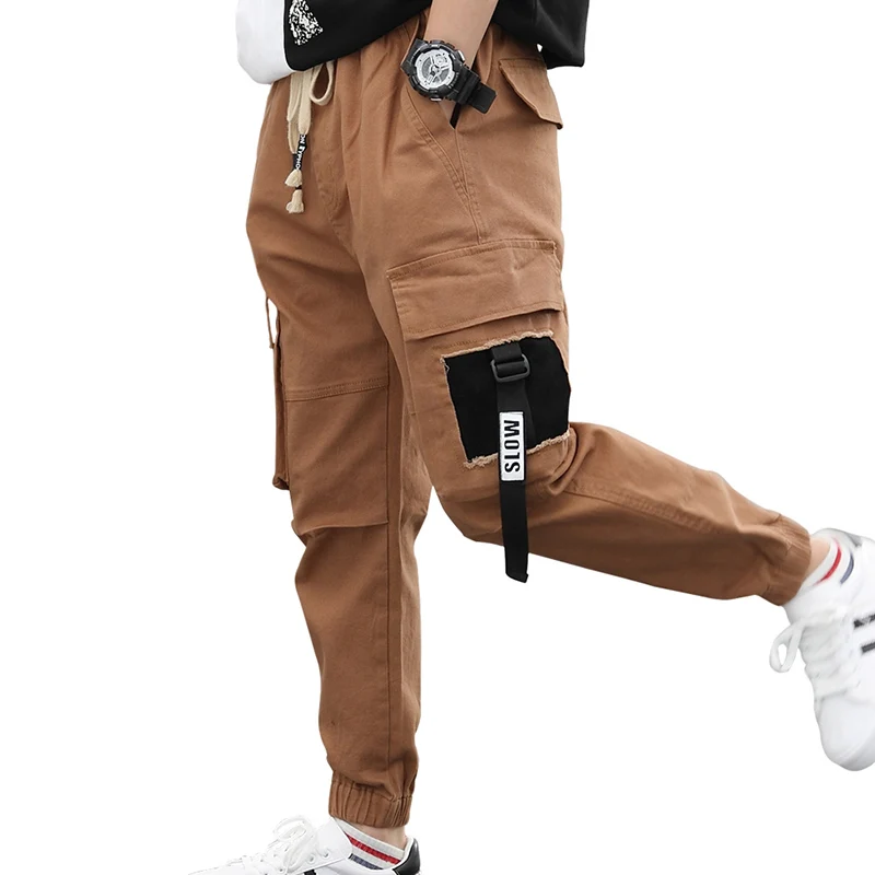 K2-932Brown Штаны для мальчиков, брюки, спортивные джоггеры, повседневные хлопковые спортивные штаны для мальчиков-подростков, школьная одежда для детей 8, 9, 11, 13 лет - Цвет: K2-932Brown