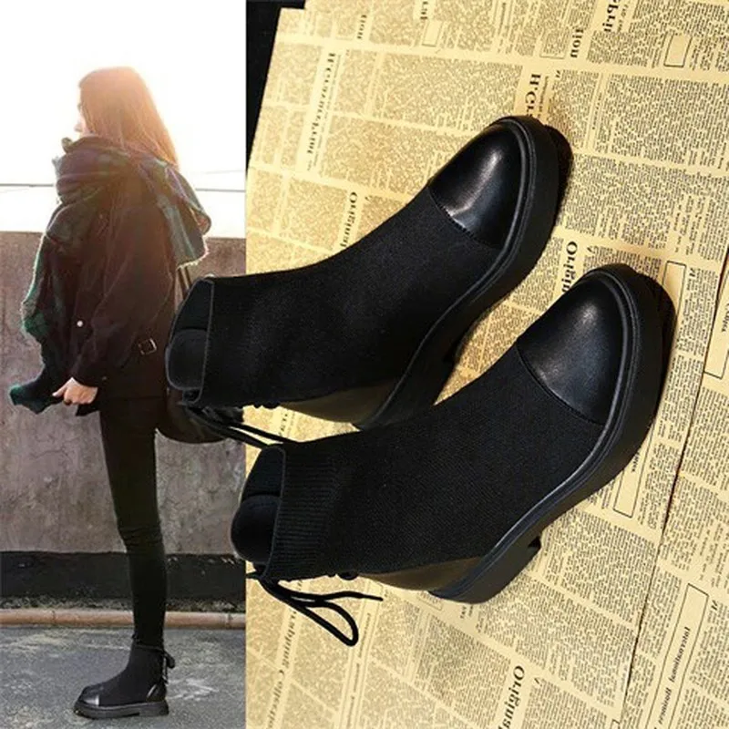 Comprar Botas de gamuza de encaje de Color liso LZJ para mujer con cabeza redonda con botas de nieve zapatos de cabeza redonda nuevo listado de zapatos de mujer