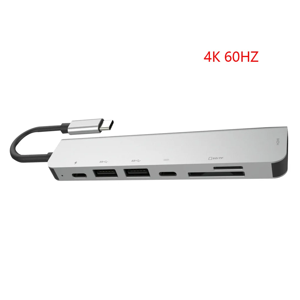 7 в 1 USB C док станция из алюминиевого сплава HD двойной 3 0 порт адаптер PD слот SD и TF