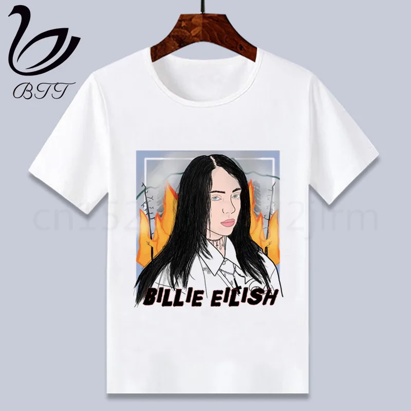 Billie Eilish/Одежда для маленьких мальчиков; детская футболка с забавным рисунком; детские летние топы с круглым вырезом; футболка для мальчиков и девочек; одежда для малышей