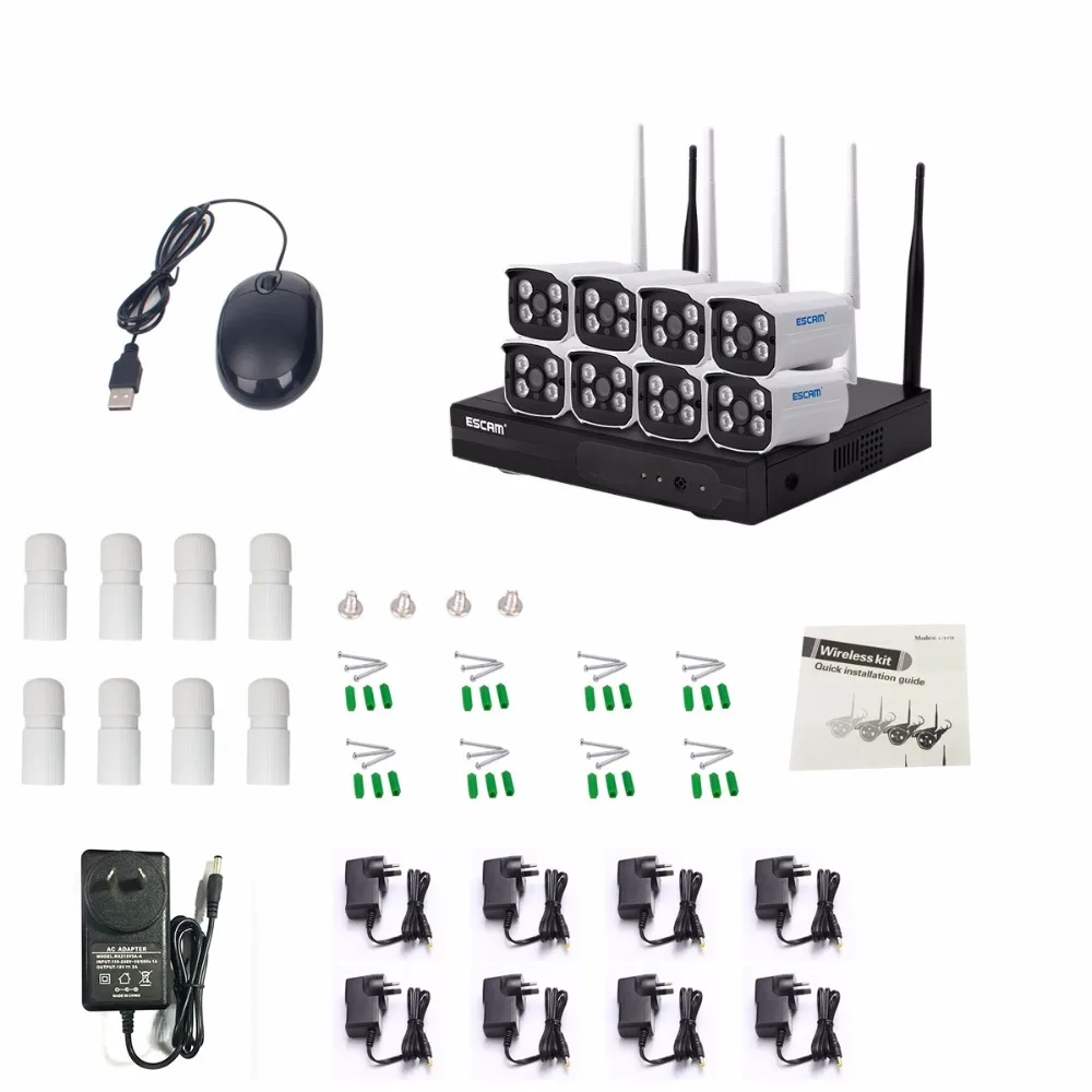 ESCAM WNK803 1080P CCTV system 8CH HD wireless NVR kit Outdoor IR Night Vision IP WIFI CAMERA security system surveillance