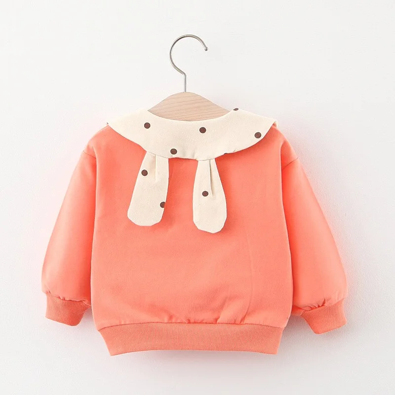 Roupas do Bebê Primavera Outono Bebê Meninas Sweatshirts Algodão Dot Manga Comprida Hoodies Menina Camiseta Crianças Moletom 5 Primavera outono bebê meninas sweatshirts algodão dot