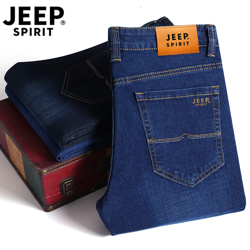 

-P53 Spring And Summer New Style Jeans Men's Elasticity Slim Fit Comfortable Cotton Elastic Trousers Blue Gray Wall