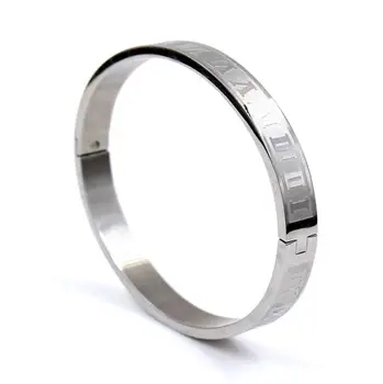 Silver Stainless Steel Roman Letter Bracelet