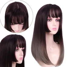 MUMUPI синтетический парик с челкой натуральный головной убор Ombre серый коричневый цвет модные Косплей вечерние парики для женщин