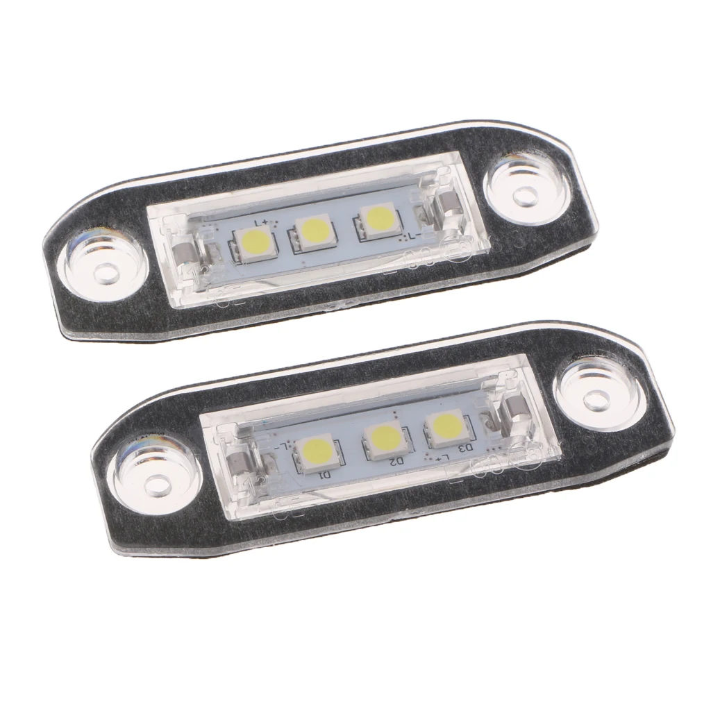 Pair LED License Plate Number Light White For Volvo S80 Xc90 S40 v60 S60 C70