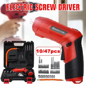 

10/47pcs Mini USB Cordless Electric Screwdriver Handy Rechargeable Power Tool Drill Bits Set