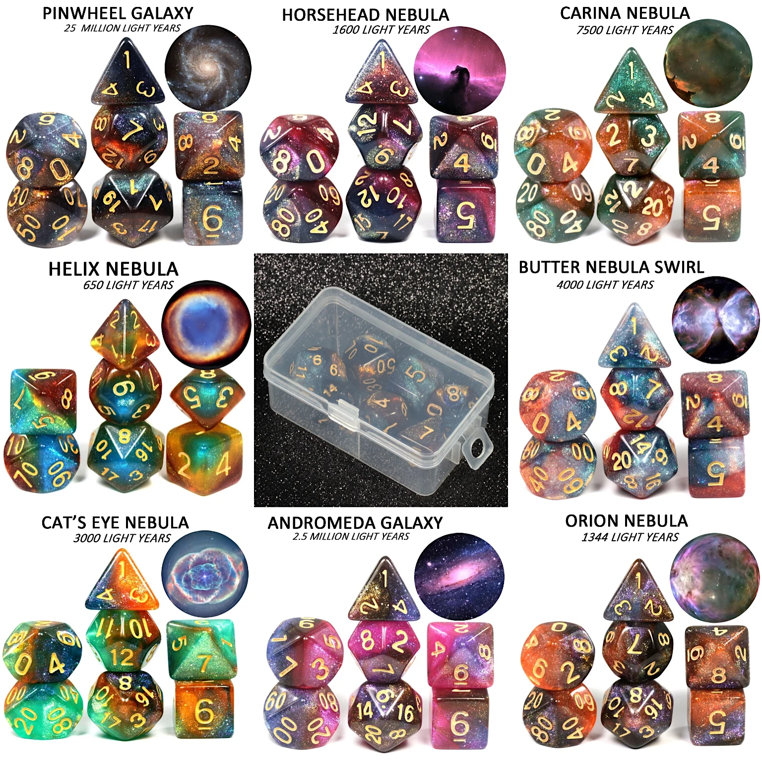 

2019 Super Universe Galaxy DND Dice Set D4-D20 Dungeons and Dragons RPG Best Gifts 8 Colors for Choose game dice