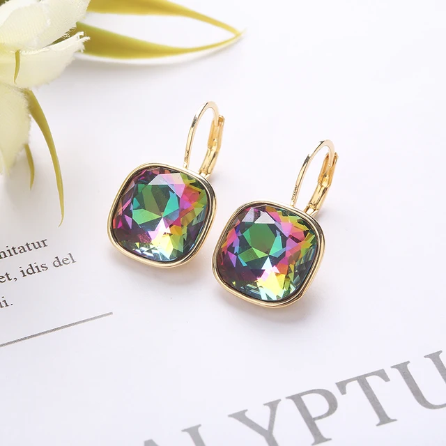 2021 New Design  Square Stones Earrings With French Hook Lever Back For Fashion Girls Wedding Gifts GVM