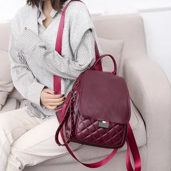 

2020 new women's shoulder bag ladies large capacity travel bag fashion casual solid color zipper backpack