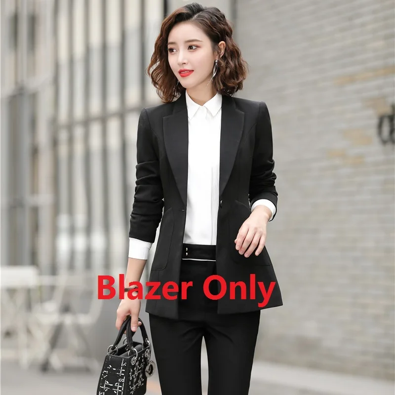 Blazer Only Новинка, Формальные женские черные блейзеры, женские деловые костюмы со штанами и курткой, комплекты одежды для работы, OL Styles - Цвет: Blazer Only