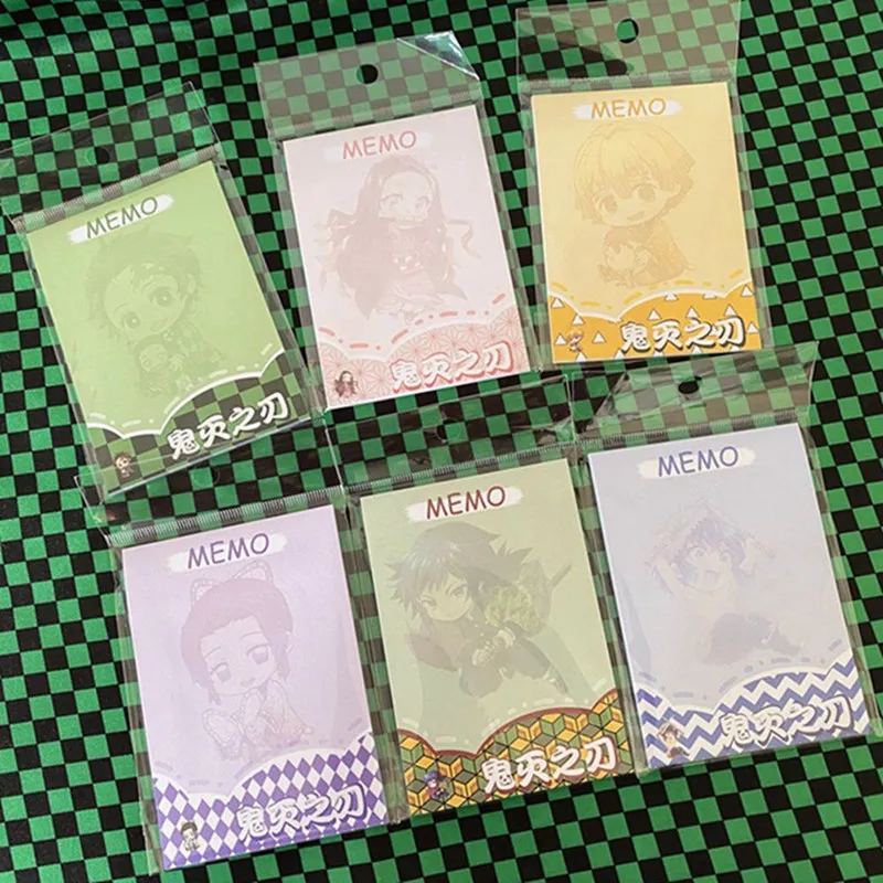 

1Pcs Japan Demon Slayer Style Minimalist Self-Adhesive Memo Pad Sticky Notes Adhesive Office Stationery And School Supplies
