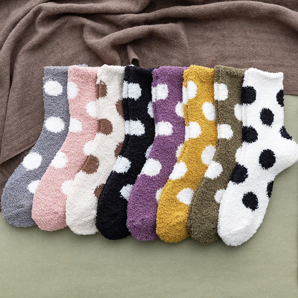 

Casual Cotton Point New Socks Fashion Home Women Lovely Floor Socks Autumn Winter Girls Warm Wave Sleeping Colorful Sock 19Nov06