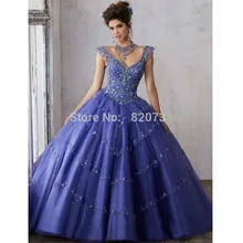 Пышные пышные платья бальное платье с глубоким v-образным вырезом платье из тюля с коротким рукавом бисером кристаллы дешевые милые 16 платья