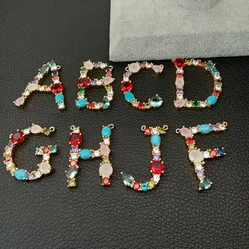 

Alphabet Initial A-Z letter Cubic Zircon golden plated Pendant chain necklace