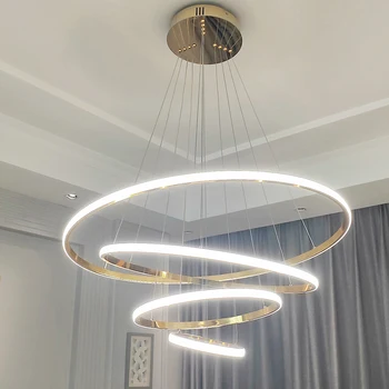 

Modern LED chandeliers For Living Room Bedroom Dining Room Chrome plating ring Creative Home chandelier light 2019 new