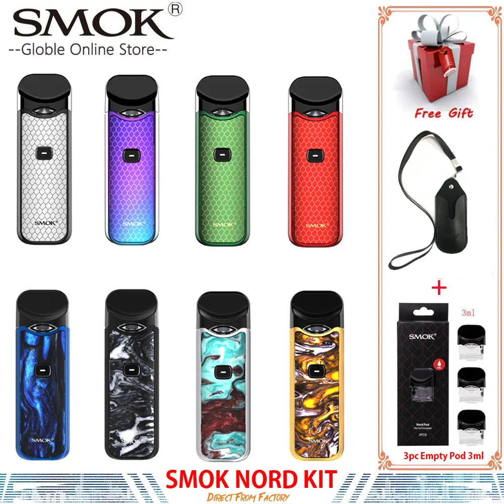 

Authentic Smok Nord Pod vape Kit with 1100mAh Battery 3ML Cartridge mesh coil Electronic Cigarette Vape pod kit vs SMOK novo