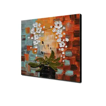 

Hand Painted Flowers Oil Paintings Texture On Canvas Abstract Wall White Flowers Wall Pictures For Living Room Cuadros