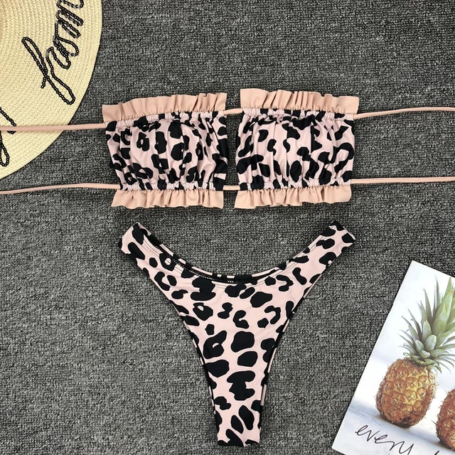 US $10.83 OMKAGI Bandeau Bikini 2020 Swimsuit Women Swimwear Biquinis Sexy Push Up Swimming Bathing Suit Beac