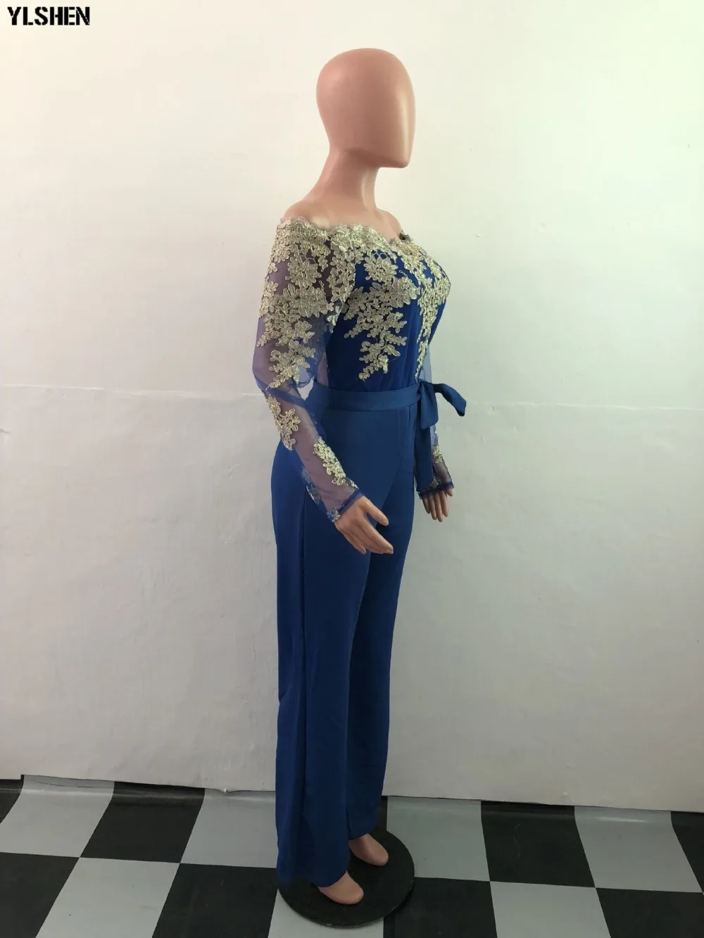 Women Jumpsuit Sexy Lace Ladies Jumpsuits Party Casual Wide Leg Overalls Off Shoulder Long Sleeve Romper Skinny Rompers Trousers 57