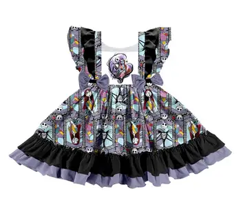 

New design quality girls' clothes with cute prints children dresses twirl skirt frock design