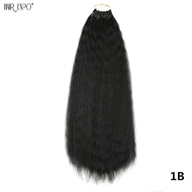 22”Synthetic Hair Extensions Soft Yaki Straight Crochet Hair Pre Looped Kinky Curly Ombre Braiding Hair Bundles Hair Expo City #1B